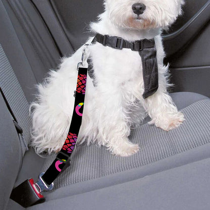 Rainbow Pineapple And Flamingo Print Dog Seat Belt
