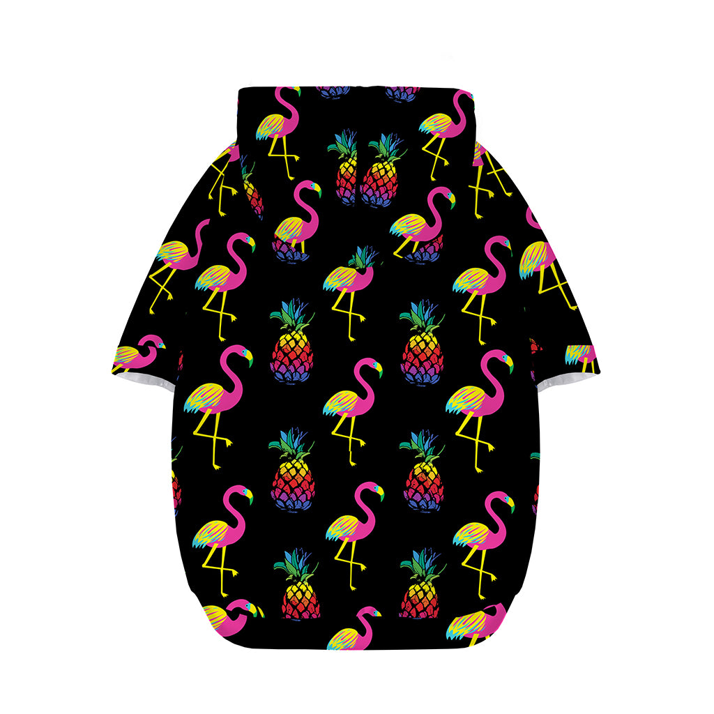 Rainbow Pineapple And Flamingo Print Dog Zip Up Hoodie