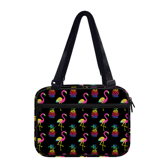 Rainbow Pineapple And Flamingo Print Double Strap Bible Bag