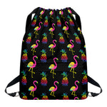 Rainbow Pineapple And Flamingo Print Drawstring Backpack