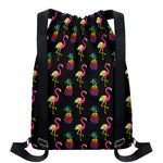 Rainbow Pineapple And Flamingo Print Drawstring Backpack
