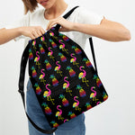 Rainbow Pineapple And Flamingo Print Drawstring Backpack