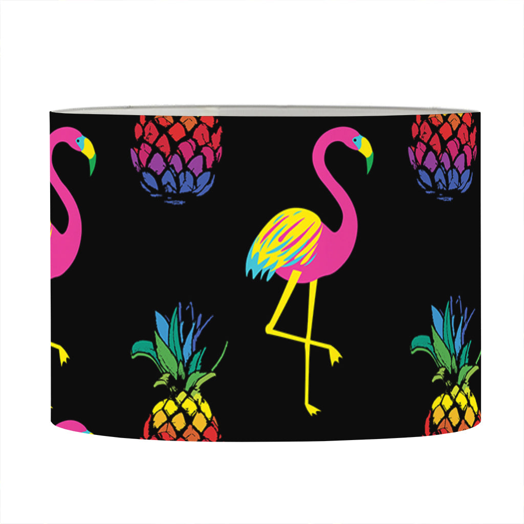 Rainbow Pineapple And Flamingo Print Drum Lamp Shade