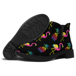 Rainbow Pineapple And Flamingo Print Flat Ankle Boots