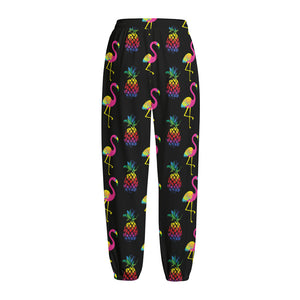 Rainbow Pineapple And Flamingo Print Fleece Lined Knit Pants