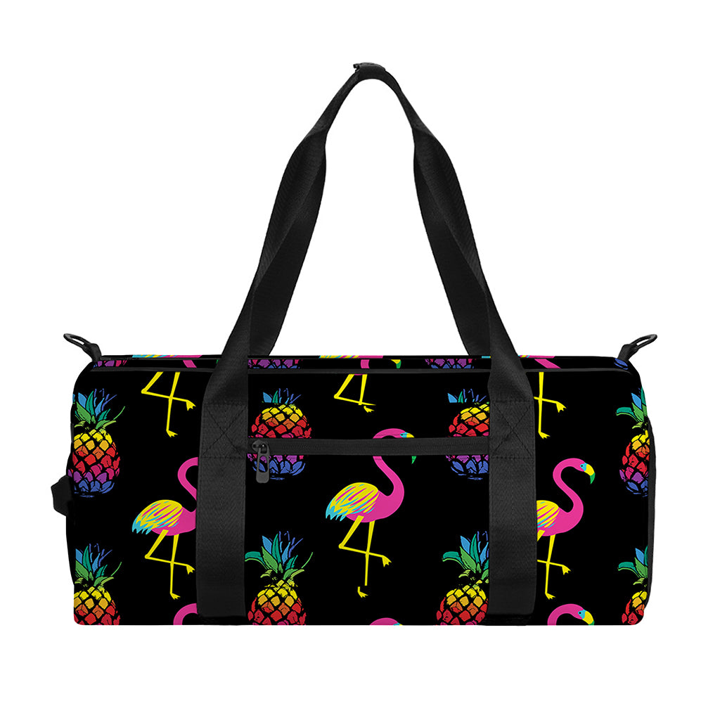 Rainbow Pineapple And Flamingo Print Gym Bag