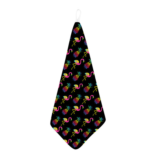 Rainbow Pineapple And Flamingo Print Hand Towel
