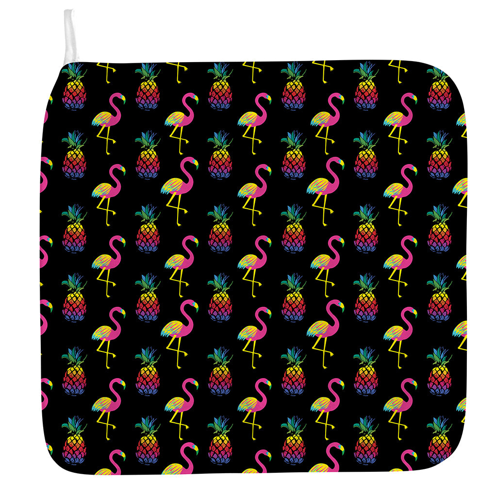 Rainbow Pineapple And Flamingo Print Hand Towel