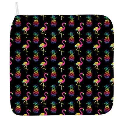 Rainbow Pineapple And Flamingo Print Hand Towel