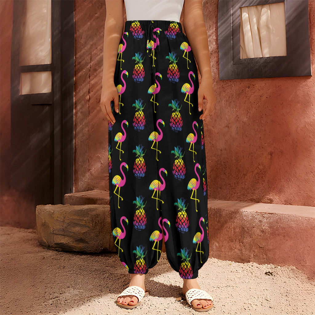 Rainbow Pineapple And Flamingo Print Harem Pants