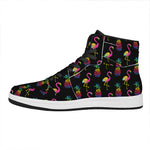 Rainbow Pineapple And Flamingo Print High Top Leather Sneakers