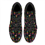 Rainbow Pineapple And Flamingo Print High Top Leather Sneakers