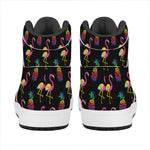 Rainbow Pineapple And Flamingo Print High Top Leather Sneakers