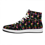 Rainbow Pineapple And Flamingo Print High Top Leather Sneakers