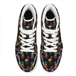 Rainbow Pineapple And Flamingo Print High Top Leather Sneakers