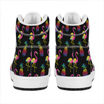 Rainbow Pineapple And Flamingo Print High Top Leather Sneakers