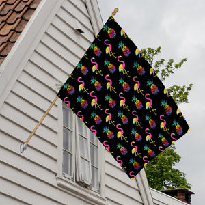 Rainbow Pineapple And Flamingo Print House Flag