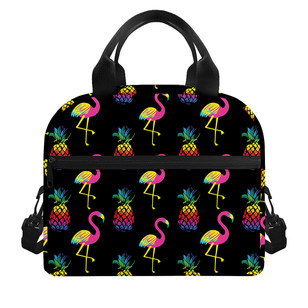 Rainbow Pineapple And Flamingo Print Insulated Lunch Bag