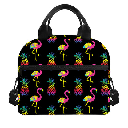 Rainbow Pineapple And Flamingo Print Insulated Lunch Bag