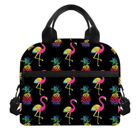 Rainbow Pineapple And Flamingo Print Insulated Lunch Bag