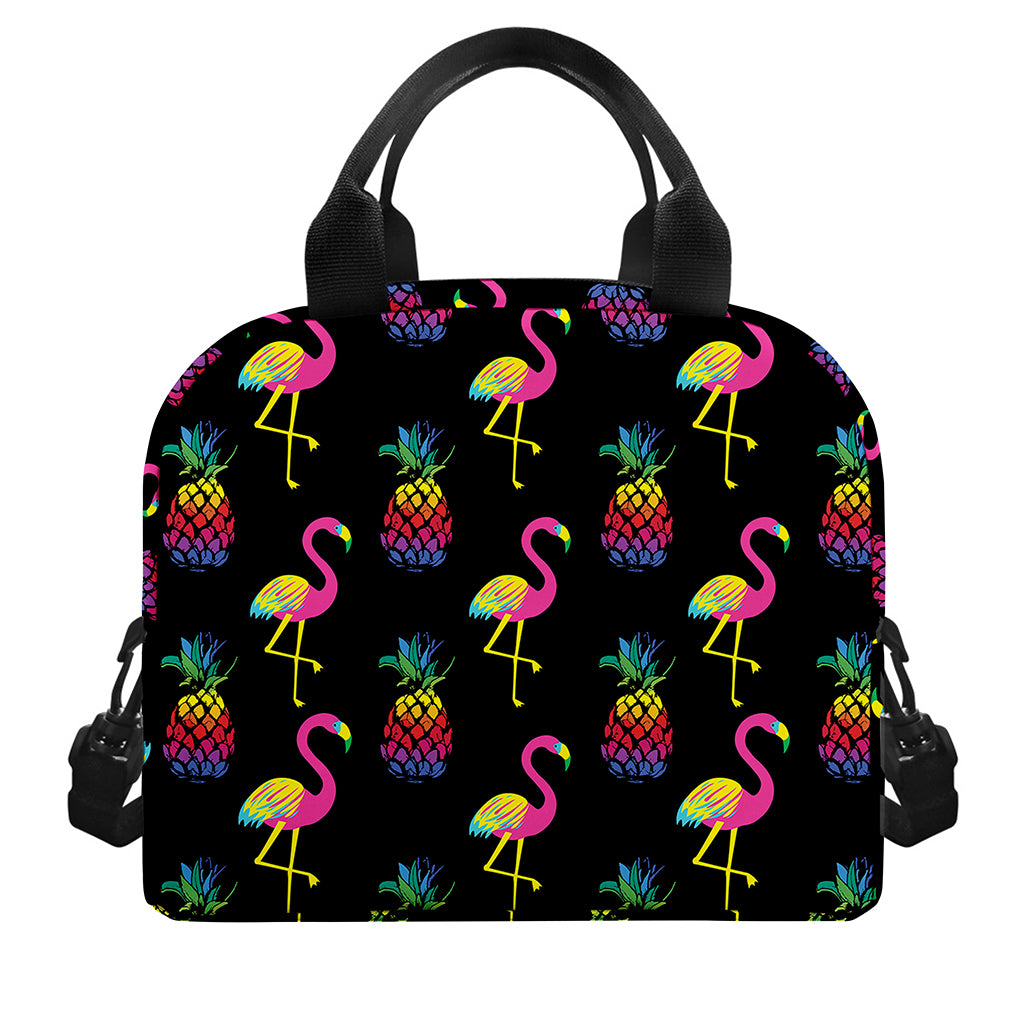 Rainbow Pineapple And Flamingo Print Insulated Lunch Bag