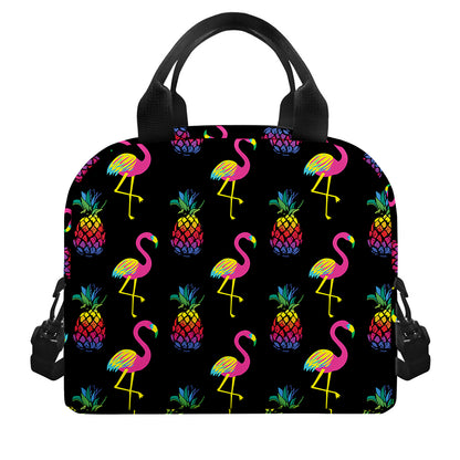 Rainbow Pineapple And Flamingo Print Insulated Lunch Bag