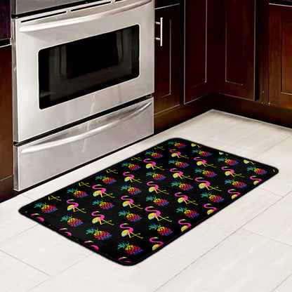 Rainbow Pineapple And Flamingo Print Kitchen Mat