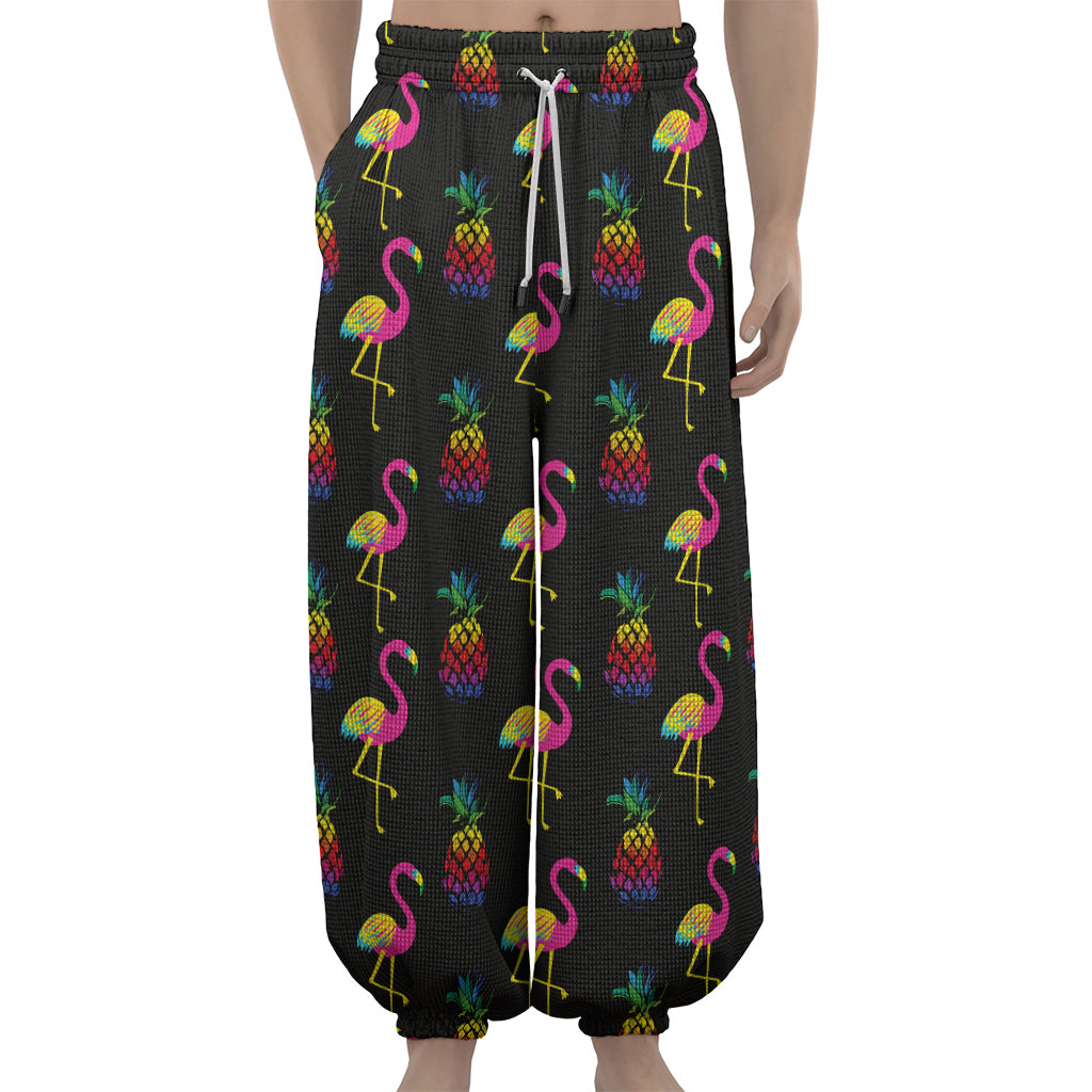 Rainbow Pineapple And Flamingo Print Lantern Pants