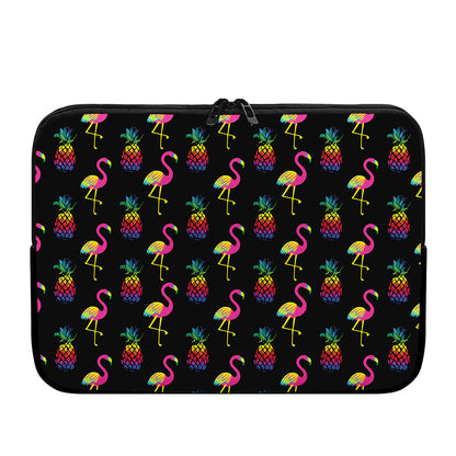 Rainbow Pineapple And Flamingo Print Laptop Sleeve