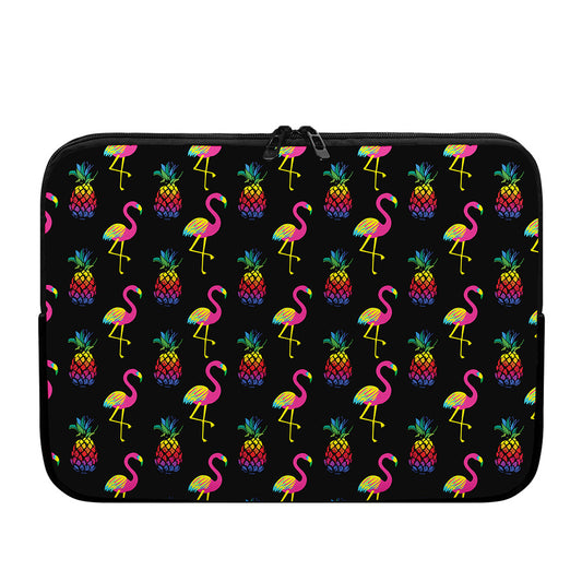 Rainbow Pineapple And Flamingo Print Laptop Sleeve