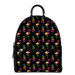 Rainbow Pineapple And Flamingo Print Leather Backpack