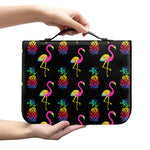 Rainbow Pineapple And Flamingo Print Leather Bible Cover