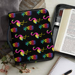 Rainbow Pineapple And Flamingo Print Leather Bible Cover