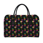 Rainbow Pineapple And Flamingo Print Leather Duffle Bag