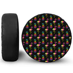 Rainbow Pineapple And Flamingo Print Leather Spare Tire Cover