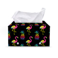 Rainbow Pineapple And Flamingo Print Leather Tissue Box Cover