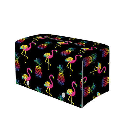 Rainbow Pineapple And Flamingo Print Leather Tissue Box Cover