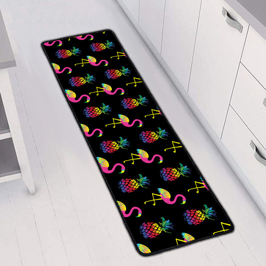 Rainbow Pineapple And Flamingo Print Long Kitchen Mat