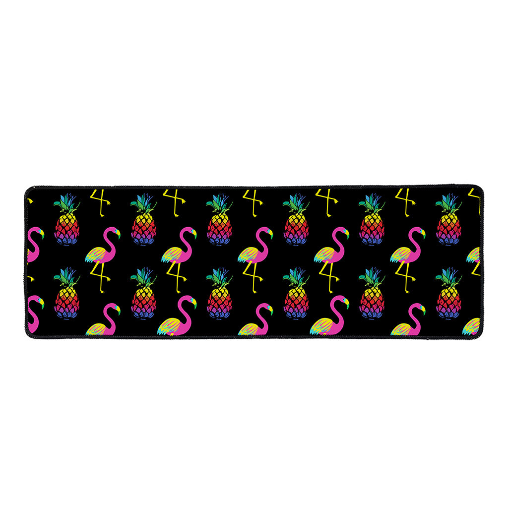 Rainbow Pineapple And Flamingo Print Long Kitchen Mat