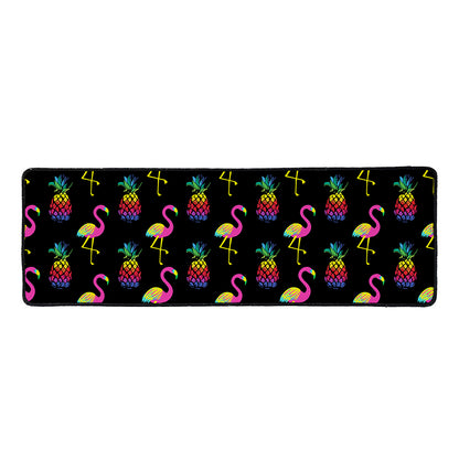 Rainbow Pineapple And Flamingo Print Long Kitchen Mat