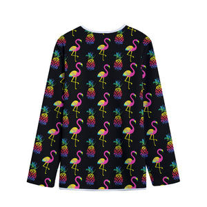 Rainbow Pineapple And Flamingo Print Long Sleeve Short Coat