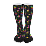 Rainbow Pineapple And Flamingo Print Long Socks