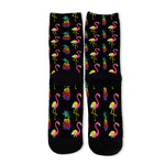 Rainbow Pineapple And Flamingo Print Long Socks