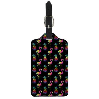 Rainbow Pineapple And Flamingo Print Luggage Tag