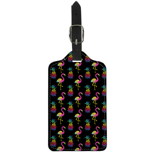 Rainbow Pineapple And Flamingo Print Luggage Tag