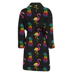 Rainbow Pineapple And Flamingo Print Men's Bathrobe