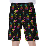 Rainbow Pineapple And Flamingo Print Men's Beach Shorts