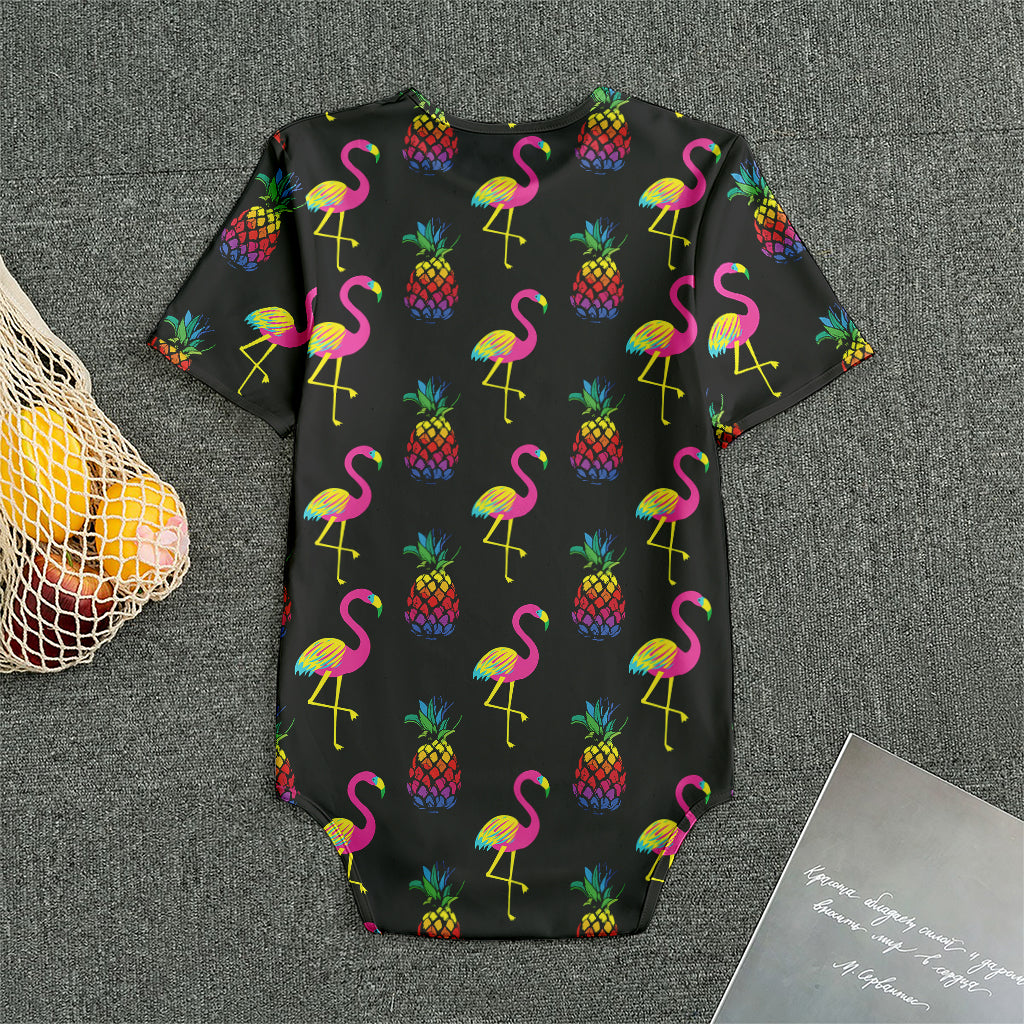 Rainbow Pineapple And Flamingo Print Men's Bodysuit