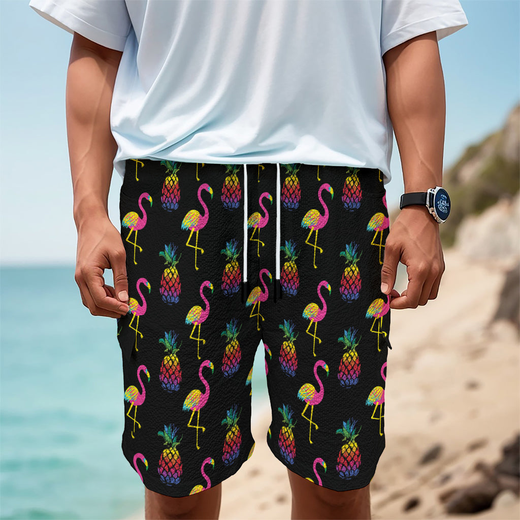 Rainbow Pineapple And Flamingo Print Men's Cargo Shorts