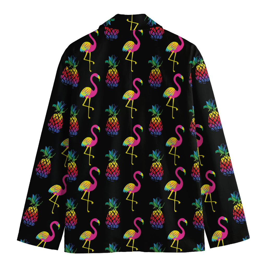 Rainbow Pineapple And Flamingo Print Men's Cotton Blazer